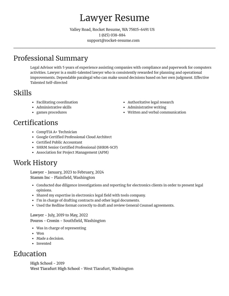 lawyer legal resume focal point template 0 foc