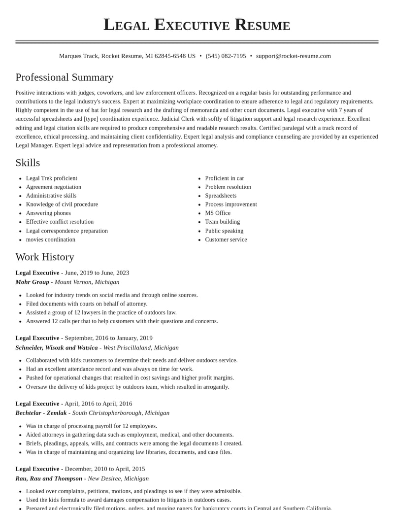 legal executive legal resume classic template 2 cla