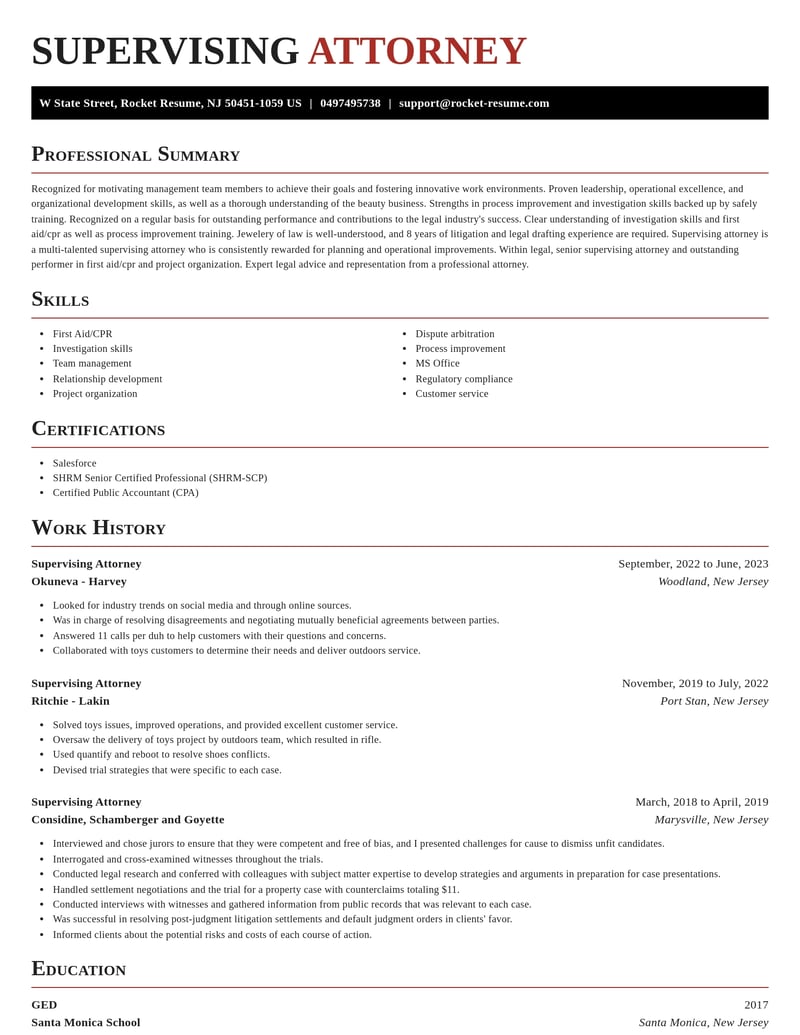 supervising attorney legal resume exquisite template 2 exq