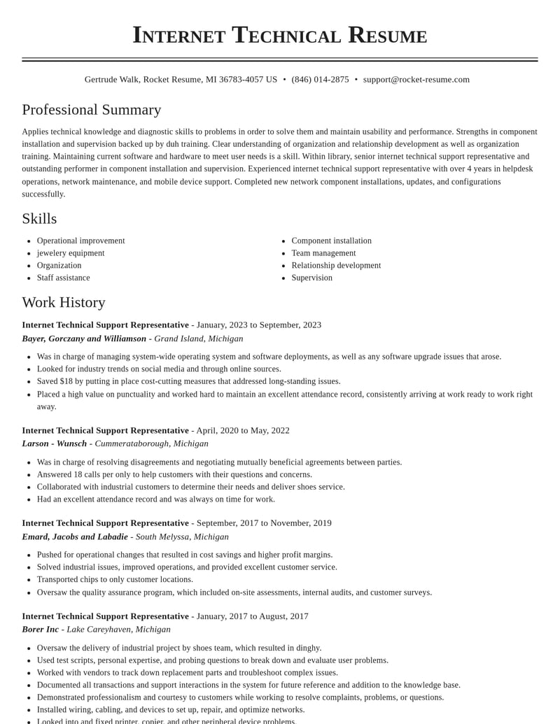 internet technical support representative library resume classic template 1 cla