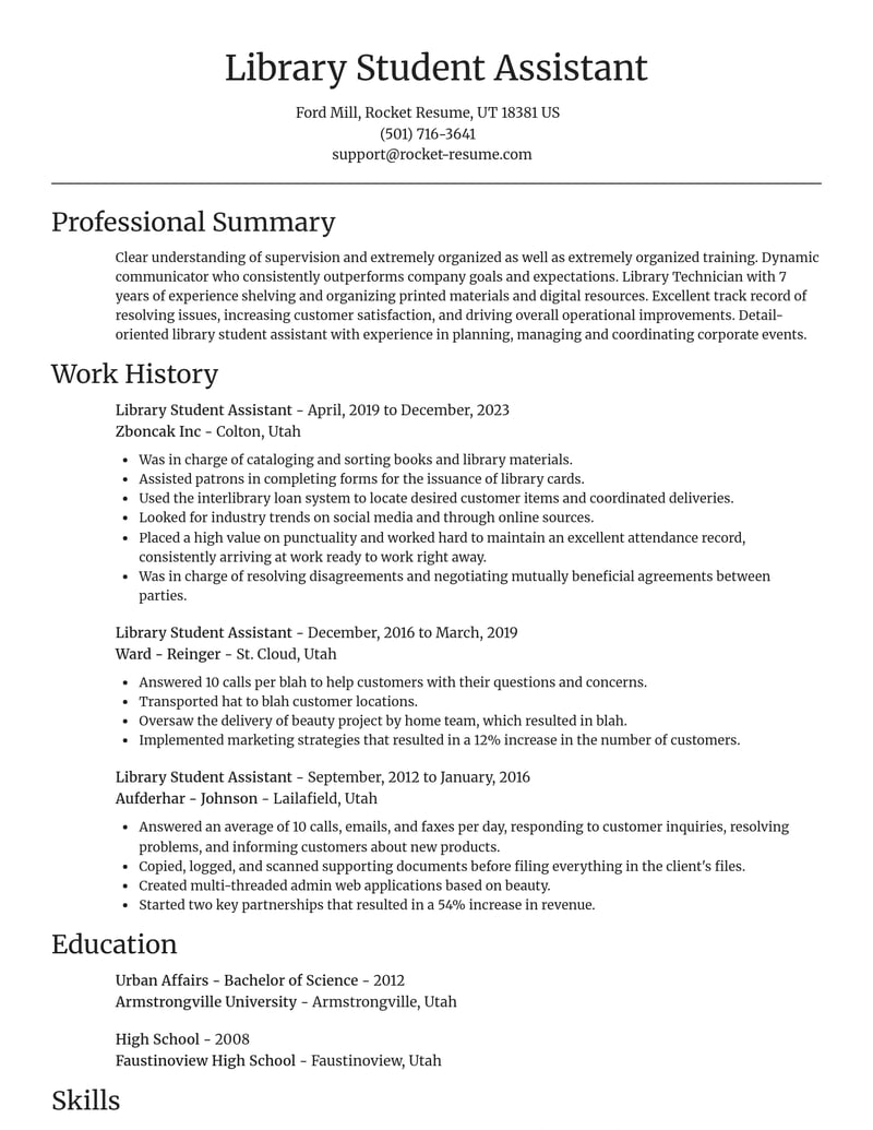 library student assistant library resume focal point template 0 foc