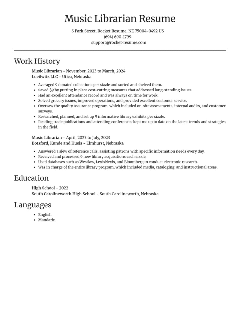 music librarian library resume focal point template 1 foc