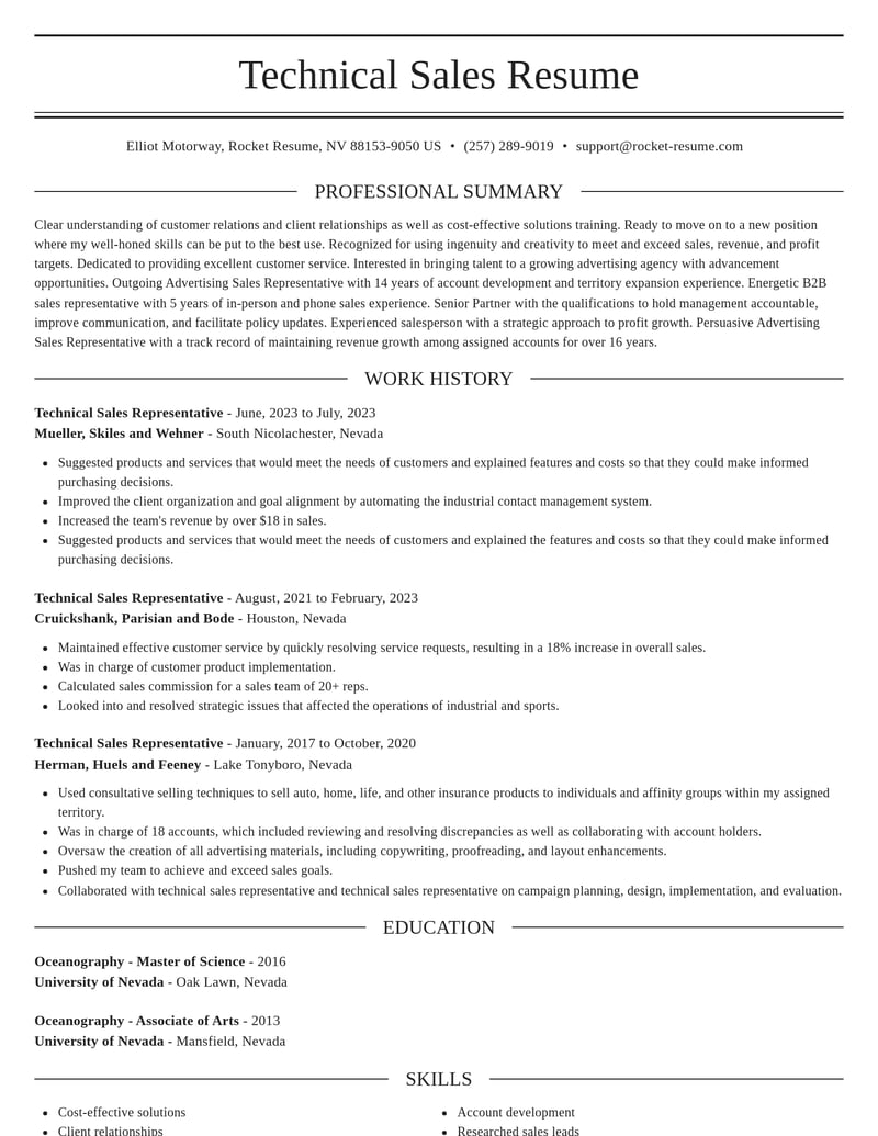 technical sales representative library resume elegant template 2 ele