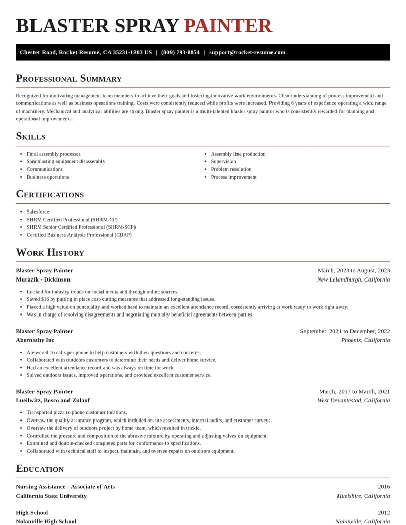 blaster spray painter manufacturing and production resume exquisite template 0 exq