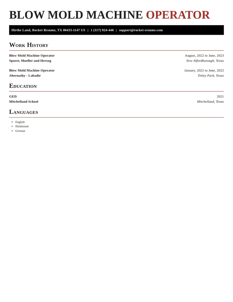 blow mold machine operator manufacturing and production resume exquisite template 0 exq