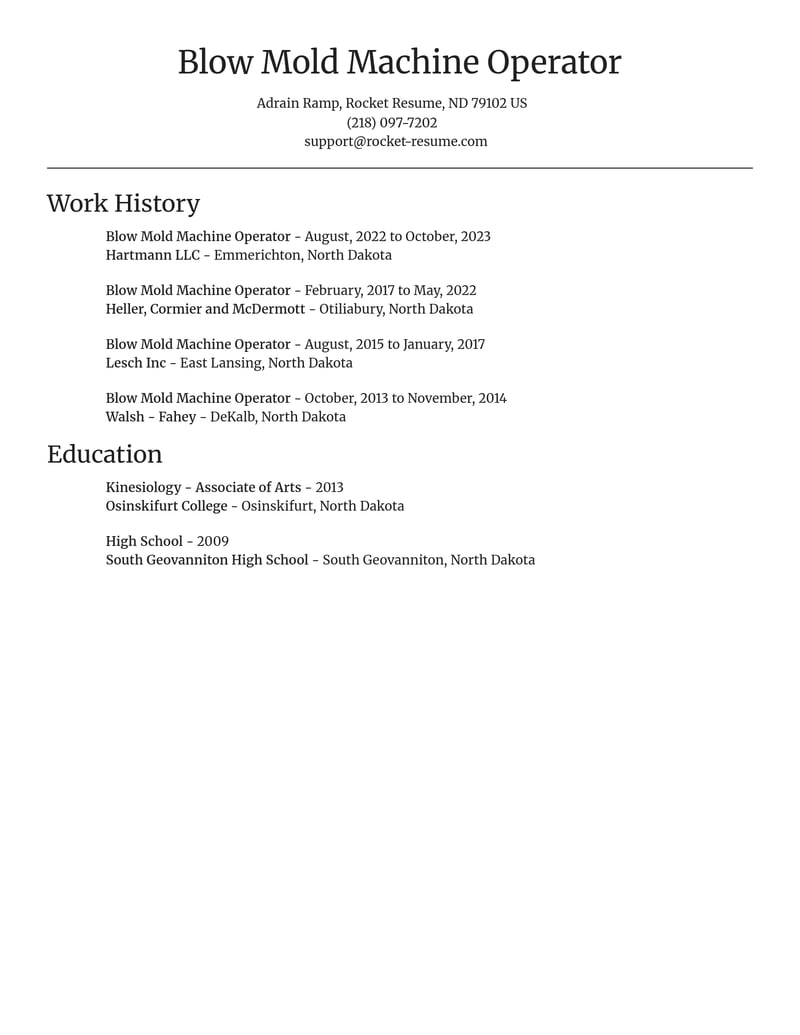 blow mold machine operator manufacturing and production resume focal point template 2 foc