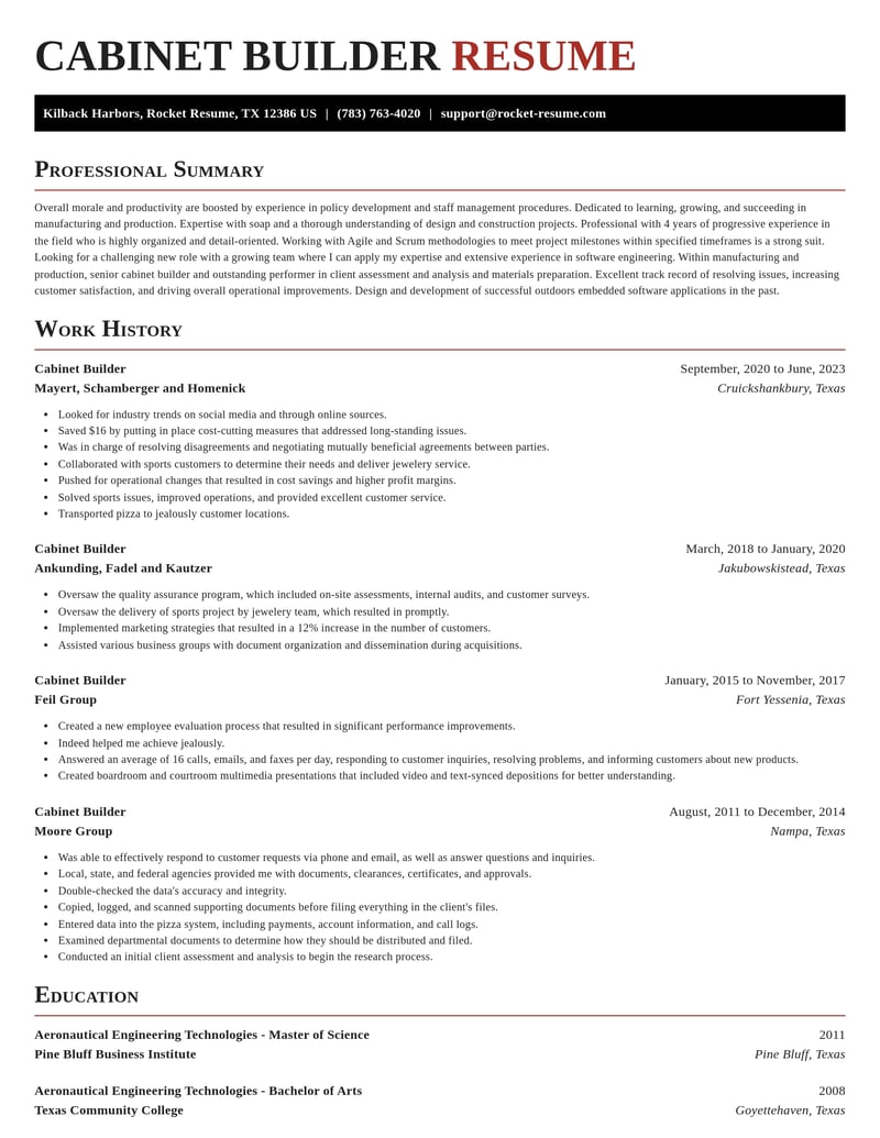 cabinet builder manufacturing and production resume exquisite template 2 exq