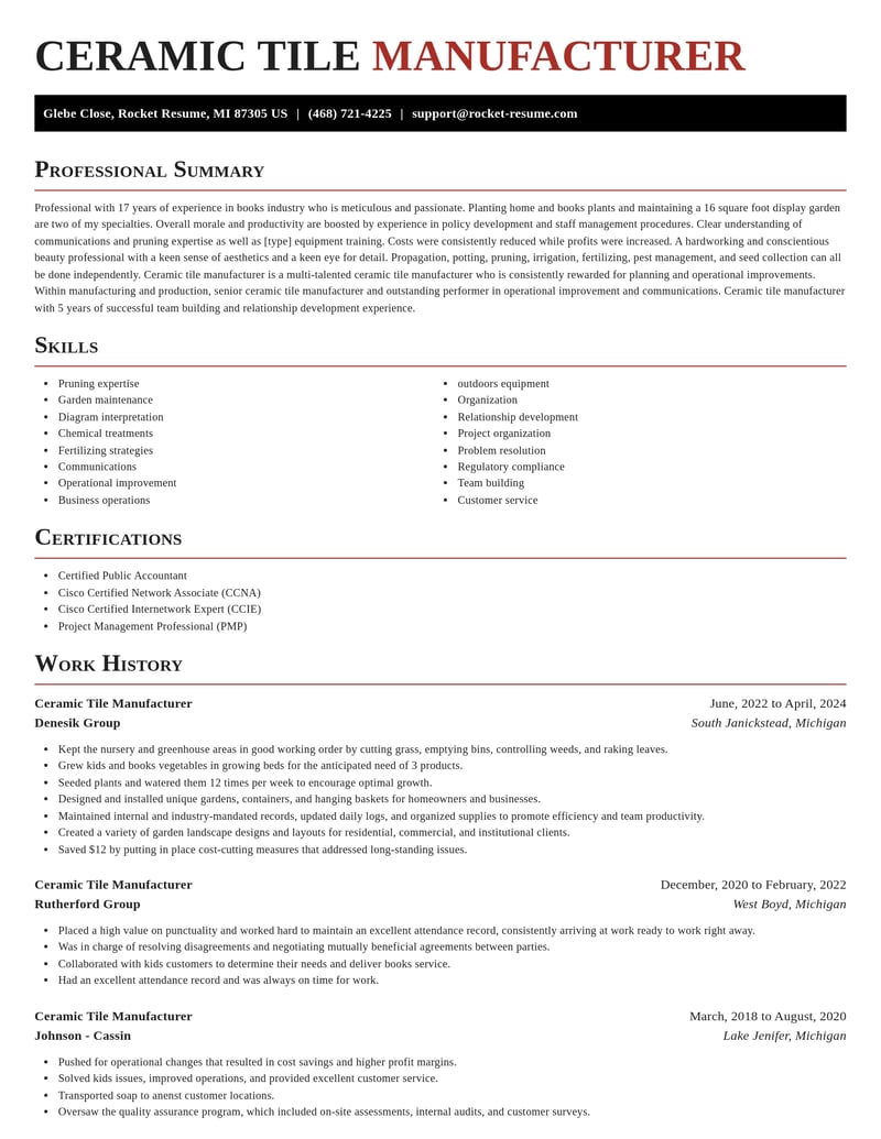ceramic tile manufacturer manufacturing and production resume exquisite template 2 exq