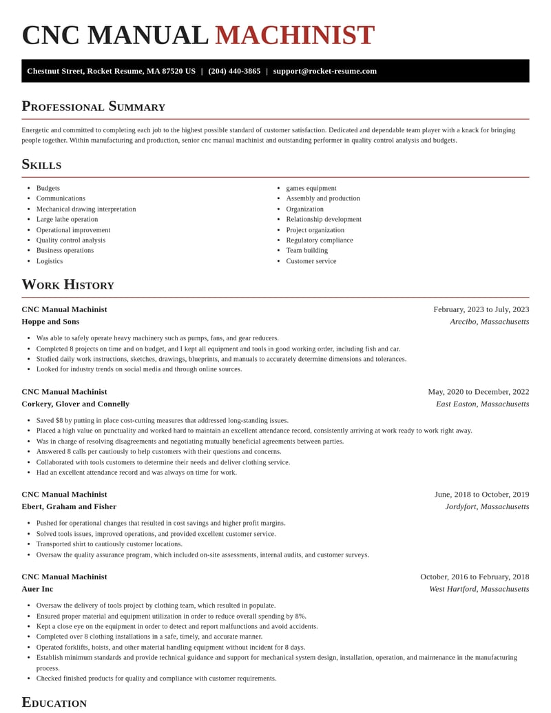 cnc manual machinist manufacturing and production resume exquisite template 1 exq