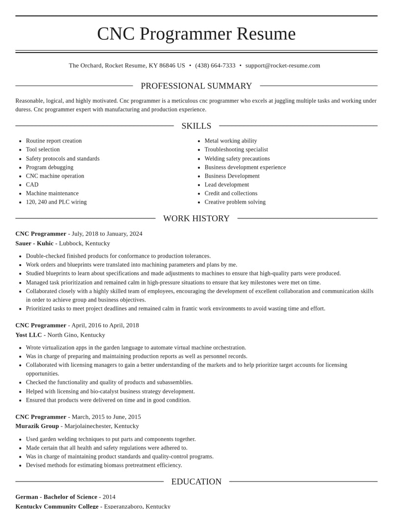 cnc programmer manufacturing and production resume elegant template 0 ele