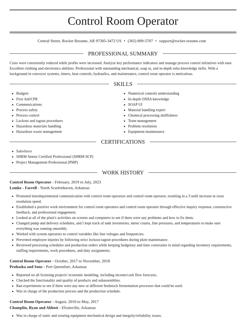 control room operator manufacturing and production resume elegant template 0 ele
