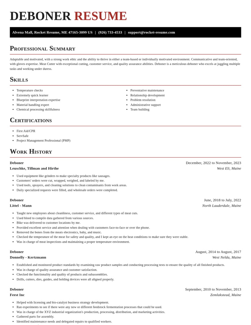 deboner manufacturing and production resume exquisite template 0 exq