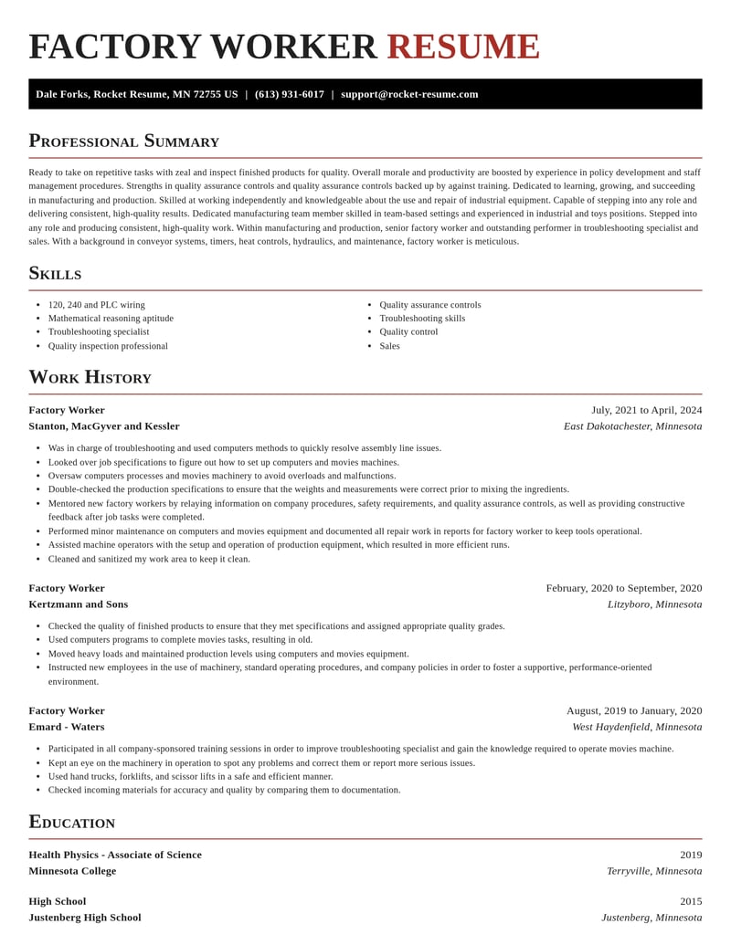 factory worker manufacturing and production resume exquisite template 2 exq