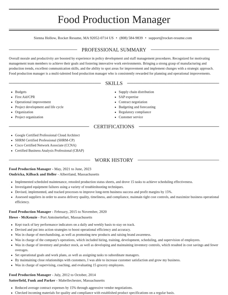 food production manager manufacturing and production resume elegant template 0 ele