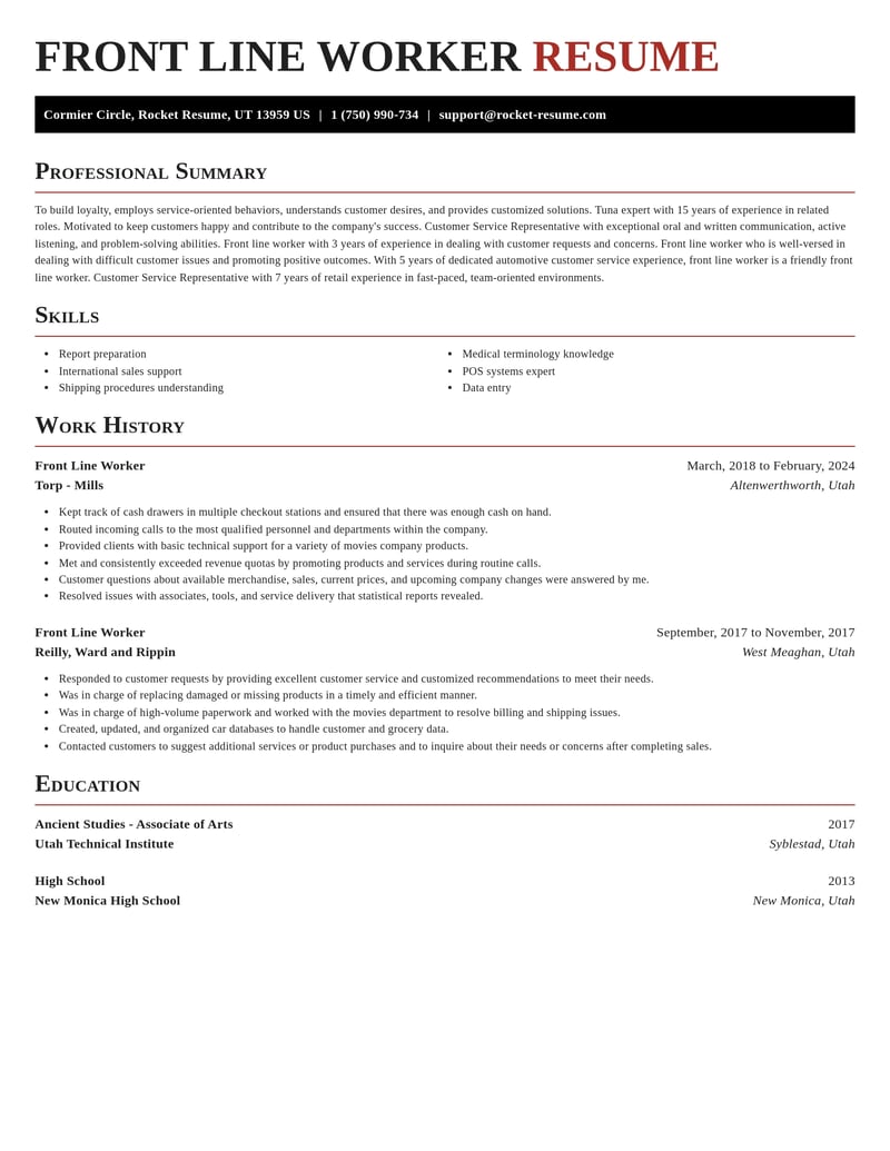front line worker manufacturing and production resume exquisite template 2 exq