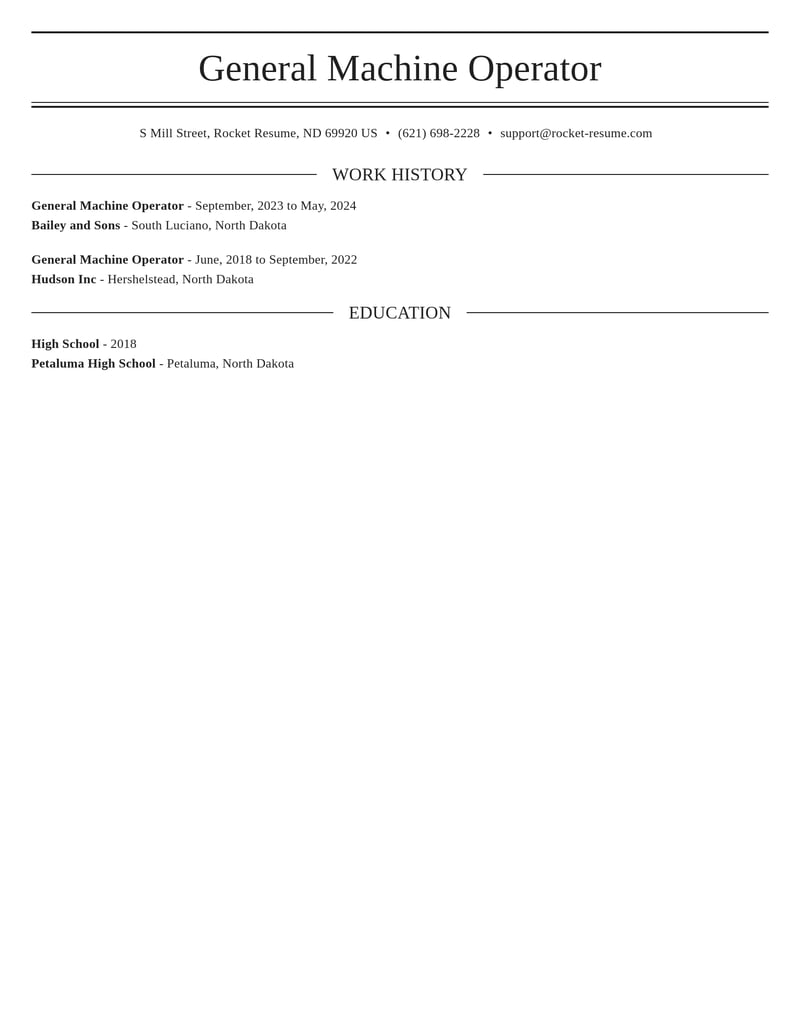 general machine operator manufacturing and production resume elegant template 1 ele