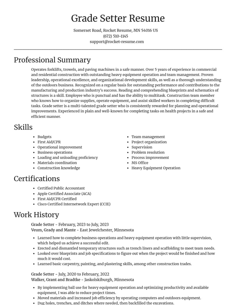 grade setter manufacturing and production resume focal point template 2 foc