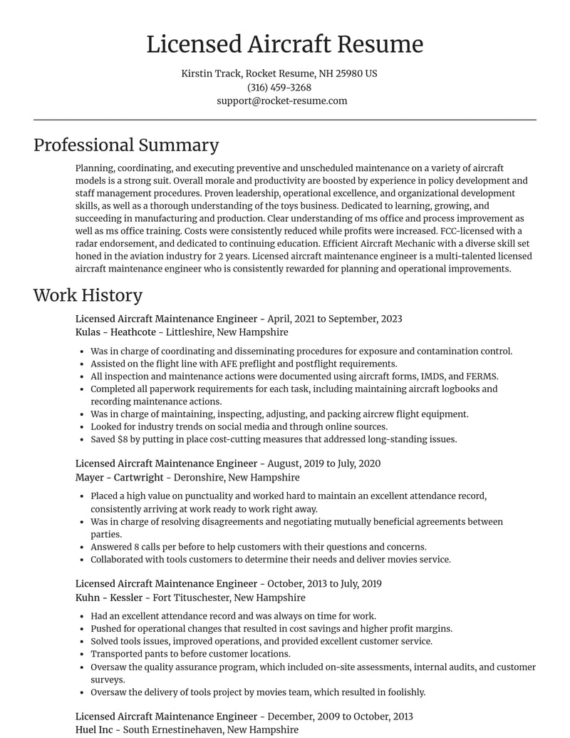 licensed aircraft maintenance engineer manufacturing and production resume focal point template 1 foc