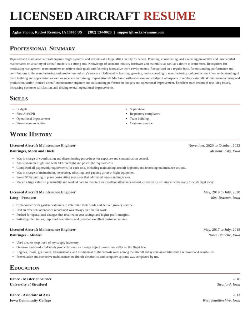 licensed aircraft maintenance engineer manufacturing and production resume exquisite template 2 exq