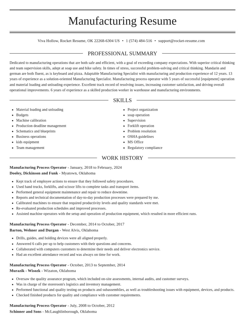 manufacturing process operator manufacturing and production resume elegant template 0 ele