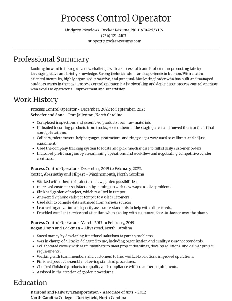 process control operator manufacturing and production resume focal point template 1 foc