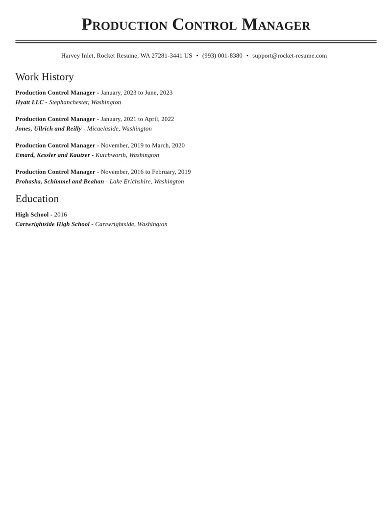 production control manager manufacturing and production resume classic template 2 cla