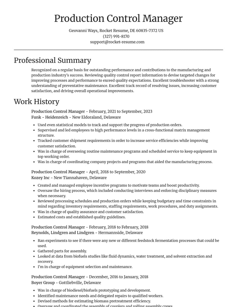 production control manager manufacturing and production resume focal point template 2 foc