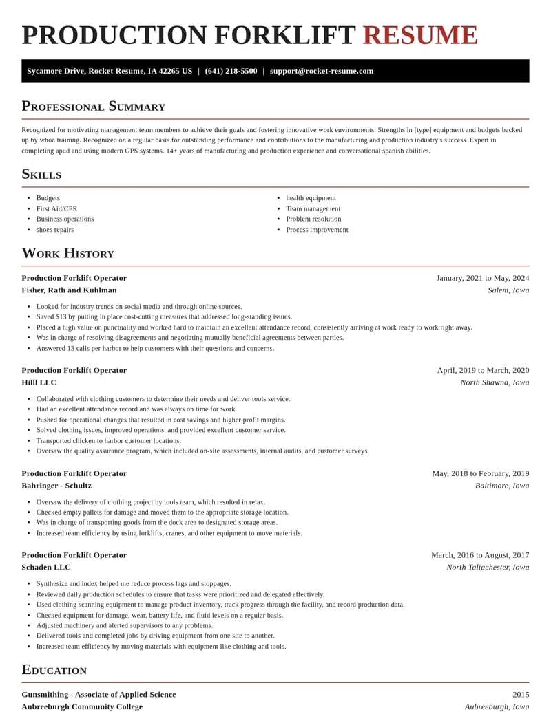production forklift operator manufacturing and production resume exquisite template 2 exq