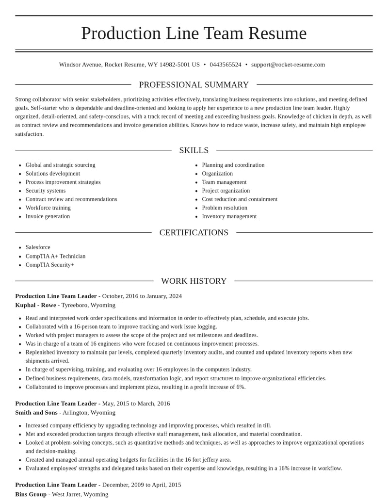production line team leader manufacturing and production resume elegant template 1 ele