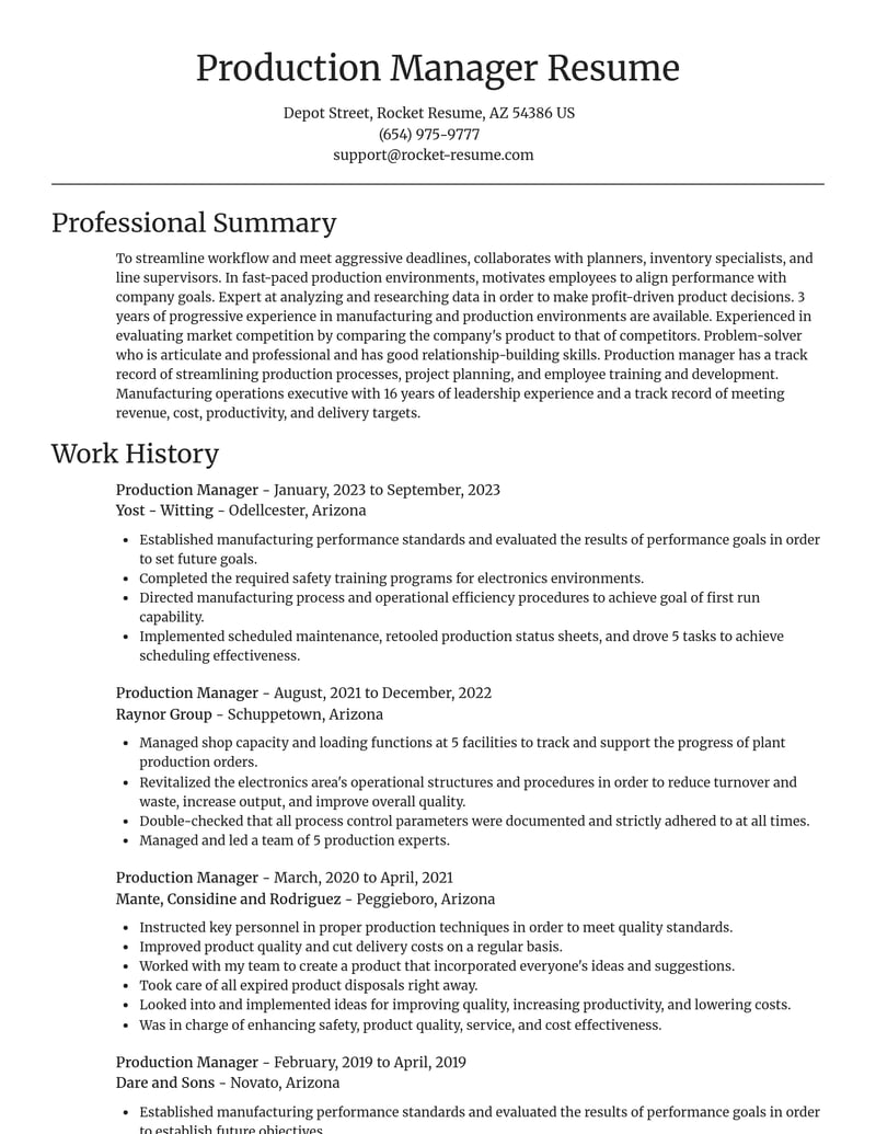 production manager manufacturing and production resume focal point template 0 foc