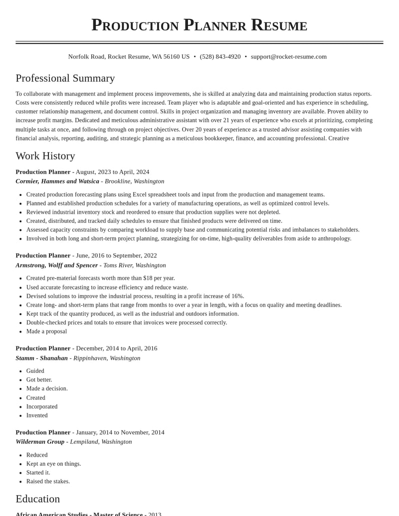 production planner manufacturing and production resume classic template 1 cla