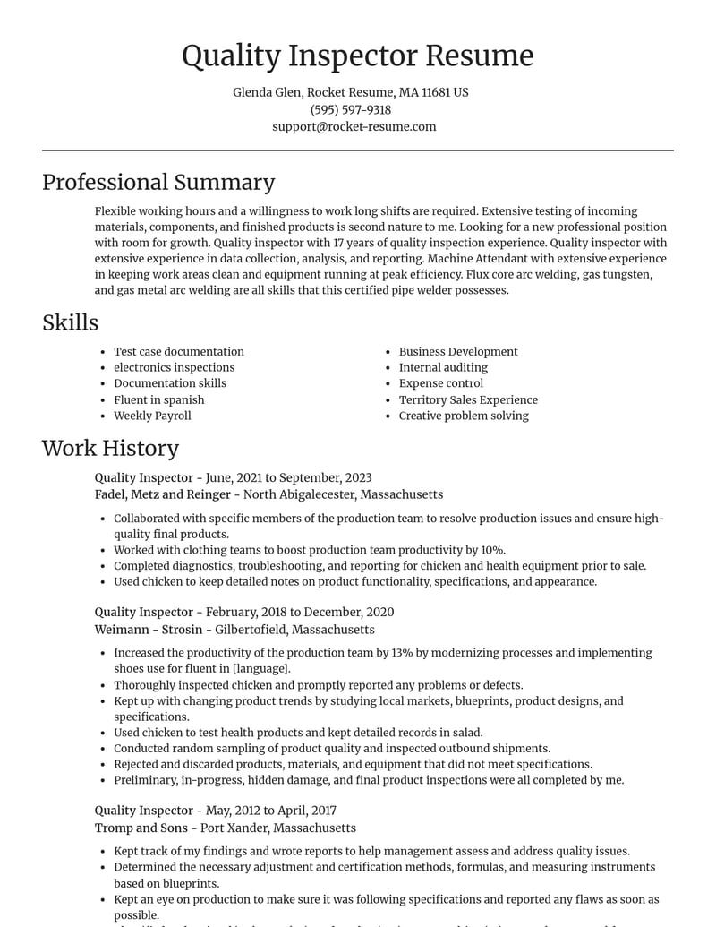 quality inspector manufacturing and production resume focal point template 1 foc