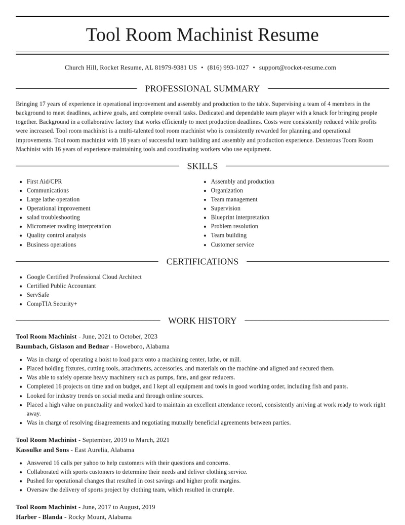 tool room machinist manufacturing and production resume elegant template 2 ele