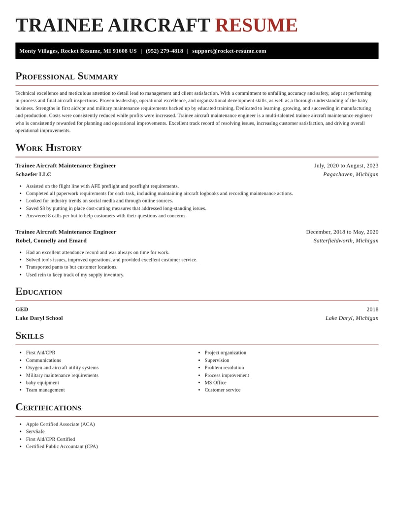 trainee aircraft maintenance engineer manufacturing and production resume exquisite template 0 exq