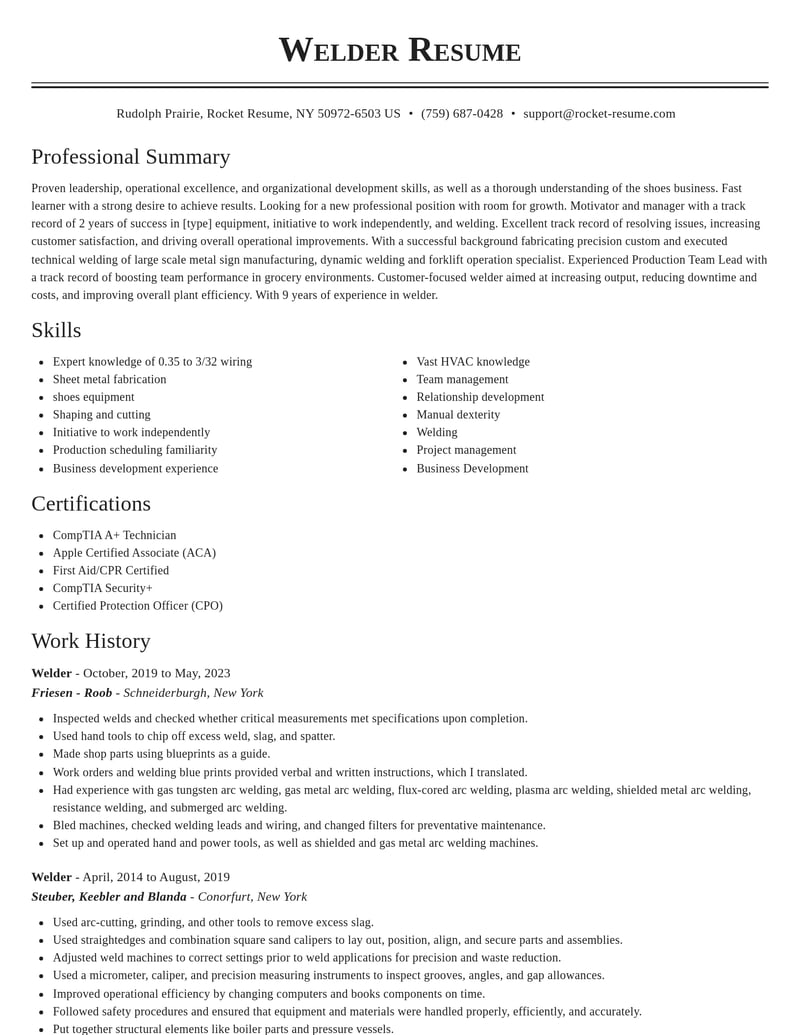welder manufacturing and production resume classic template 0 cla