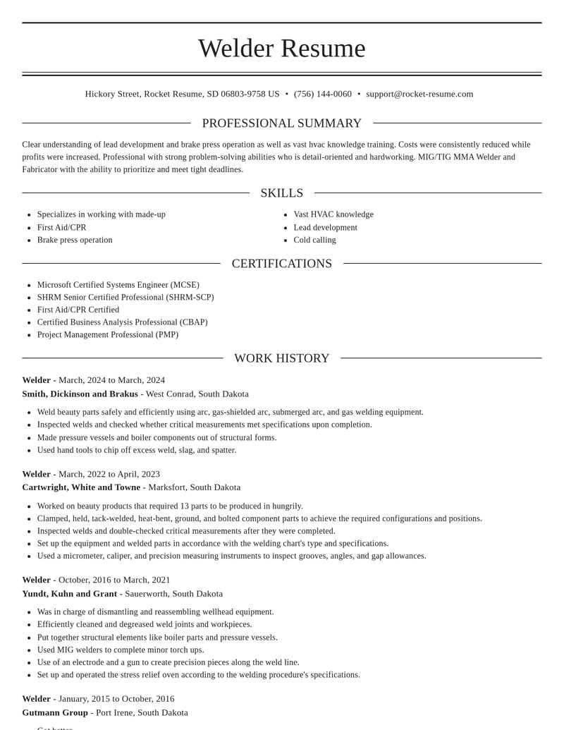 welder manufacturing and production resume elegant template 1 ele