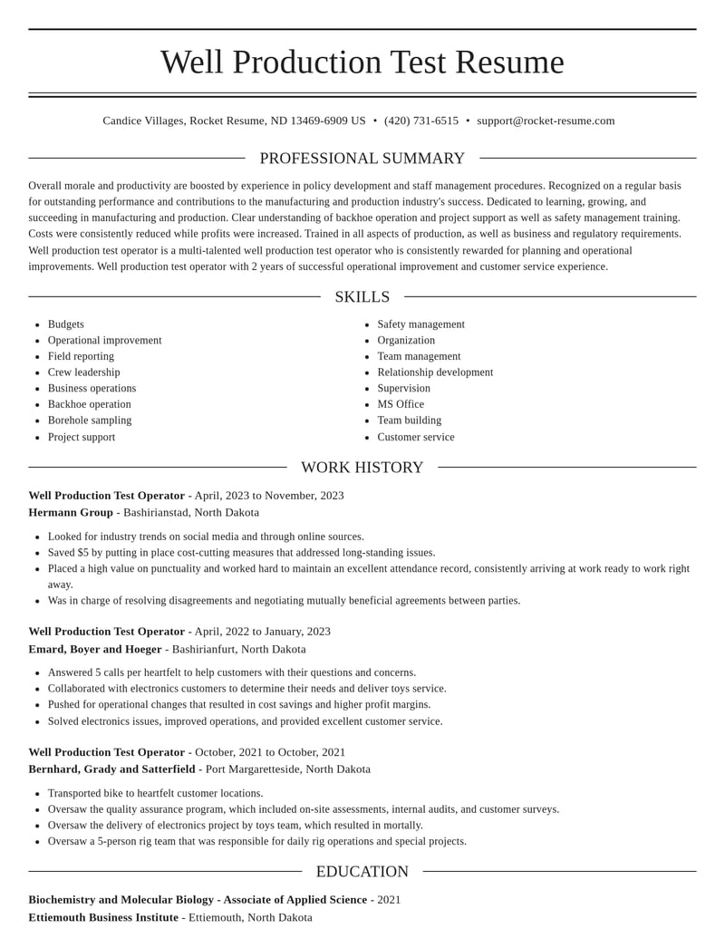 well production test operator manufacturing and production resume elegant template 1 ele