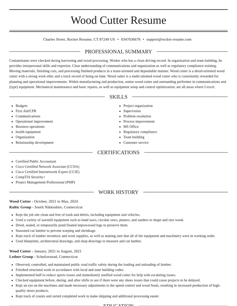 wood cutter manufacturing and production resume elegant template 1 ele
