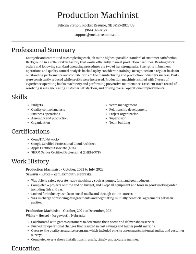 manufacturing and production resume focal point template 0 foc