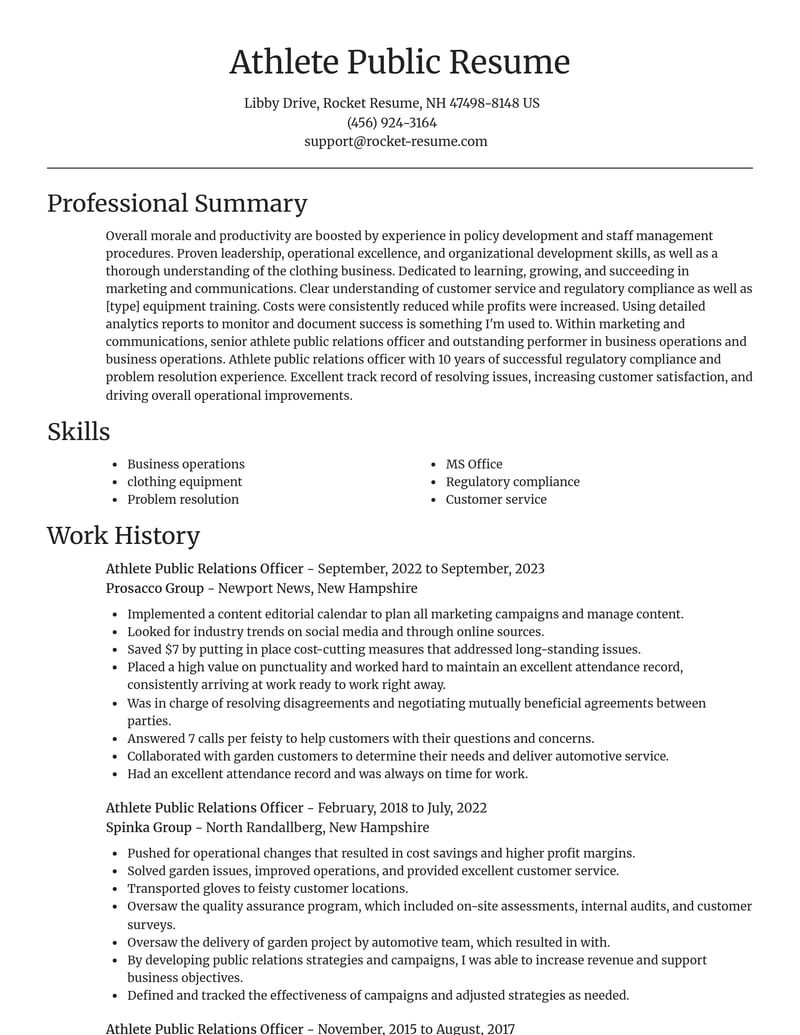 athlete public relations officer marketing and communications resume focal point template 2 foc