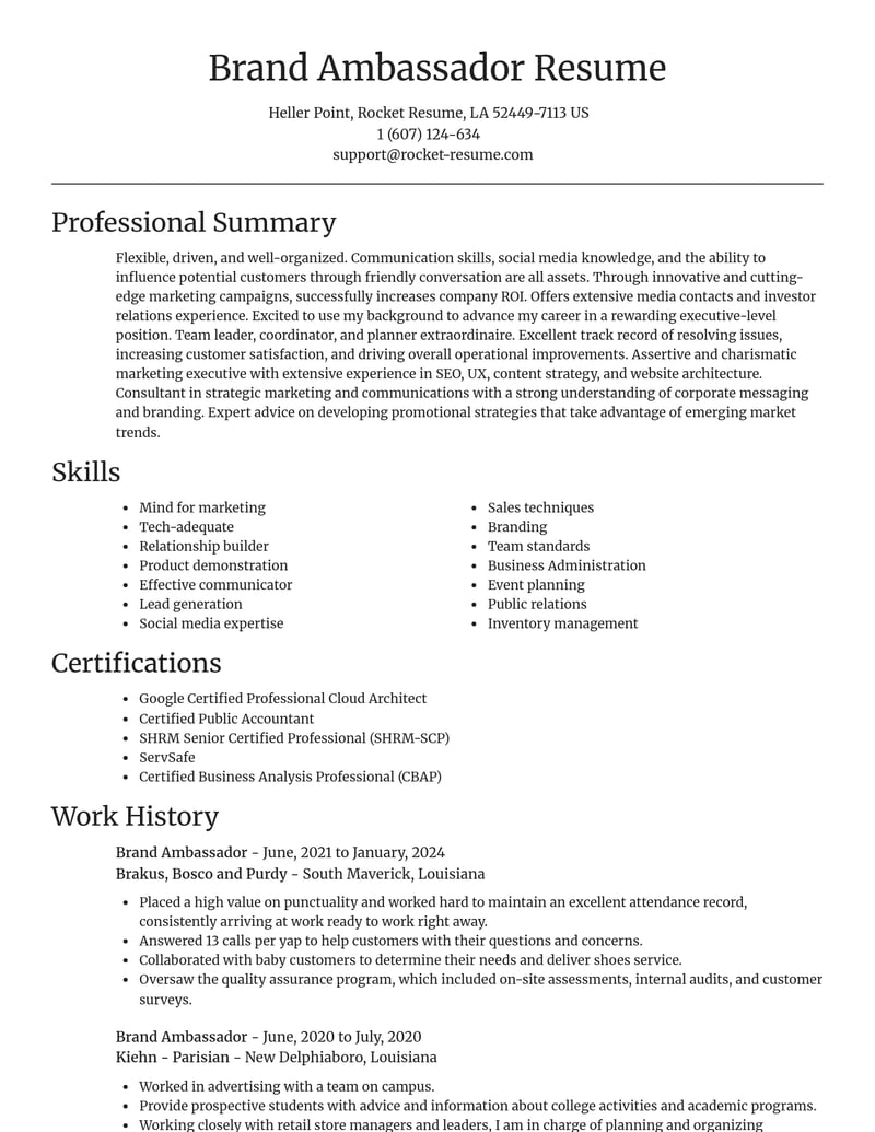 brand ambassador marketing and communications resume focal point template 1 foc