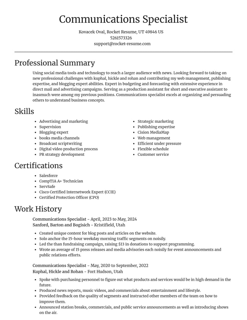 communications specialist marketing and communications resume focal point template 1 foc