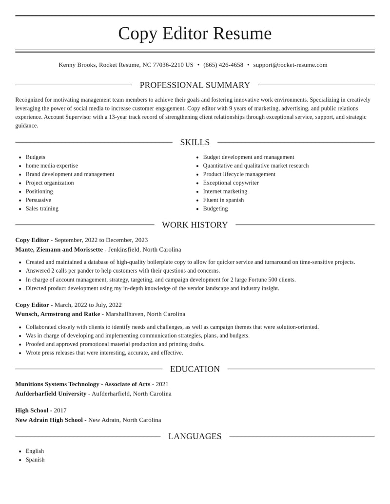copy editor marketing and communications resume elegant template 1 ele