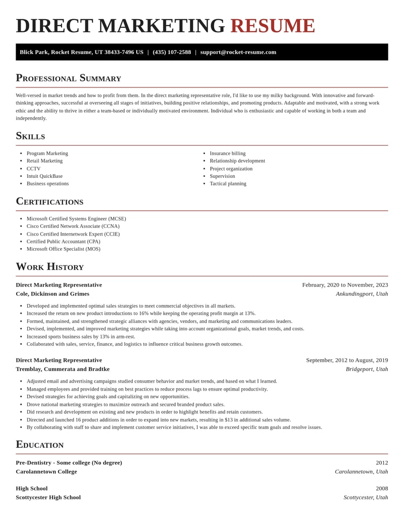 direct marketing representative marketing and communications resume exquisite template 1 exq