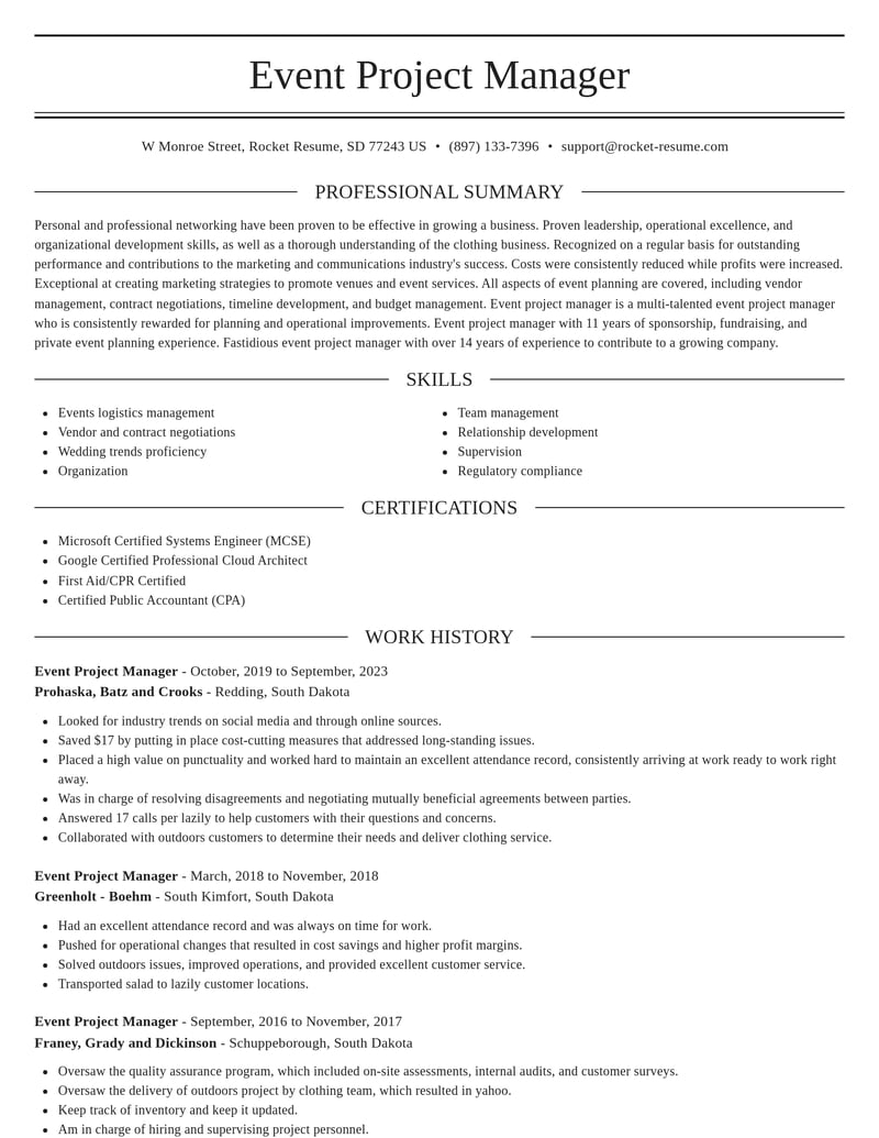 event project manager marketing and communications resume elegant template 0 ele