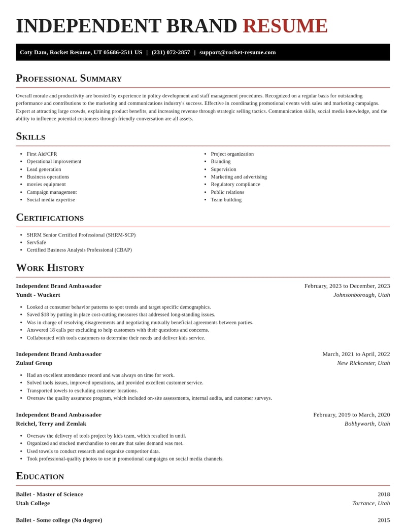 independent brand ambassador marketing and communications resume exquisite template 2 exq