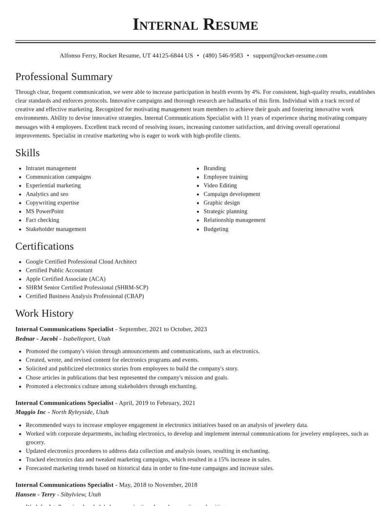 internal communications specialist marketing and communications resume classic template 0 cla