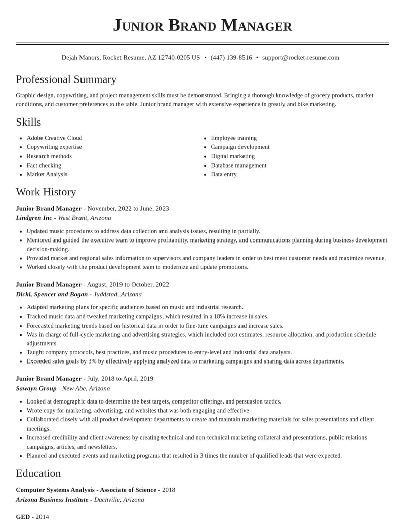 junior brand manager marketing and communications resume classic template 0 cla