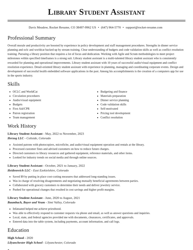 library student assistant marketing and communications resume classic template 0 cla