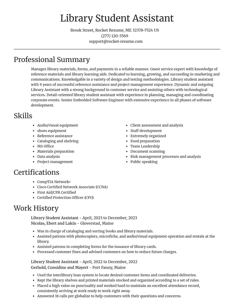 library student assistant marketing and communications resume focal point template 2 foc